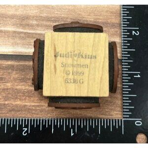 HARD TO FIND 1999 JUDIKINS 6338G 4 SNOWMEN DESIGNS WOOD MOUNT CUBE RUBBER STAMP